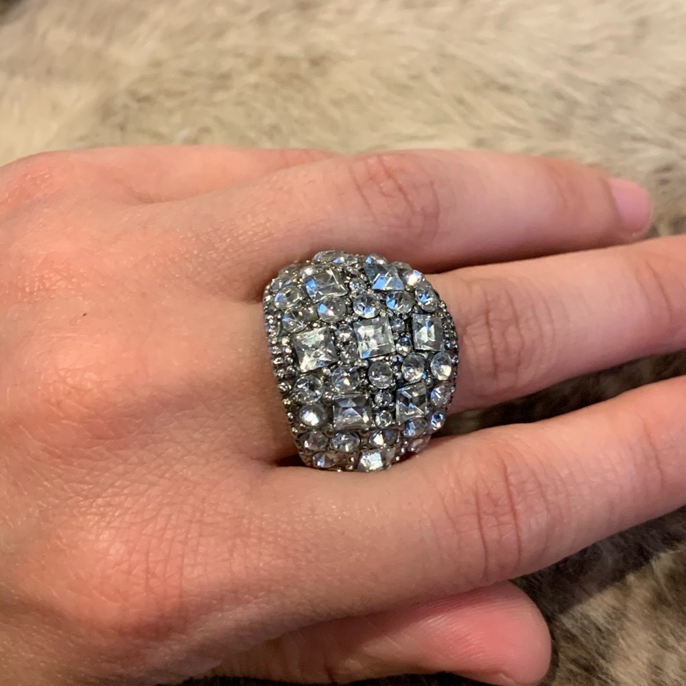 Sterling Silver Crystal Extra Large Ring - image 2